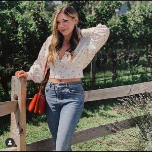 Backyard Roses Alex Button Rose Top Size Small